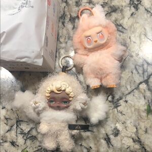 Labubu Keychain Set - Cream and Pink